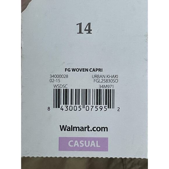 Faded Glory Capri Pants Womens 14 Khaki Cargo Stretch Pockets Zip Fly Casual - Picture 12 of 12